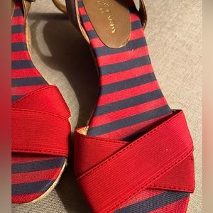 Rock & Candy Red & Blue Leather Ankle Strap Sandals 7.5